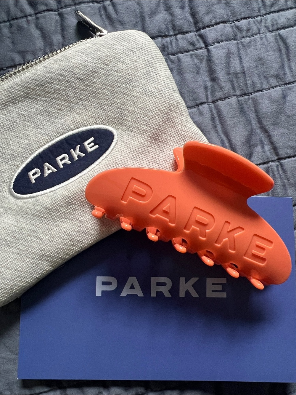 PARKE Creamsicle Orange Hair Claw Clip and Pouch NEW IN BAG NWT